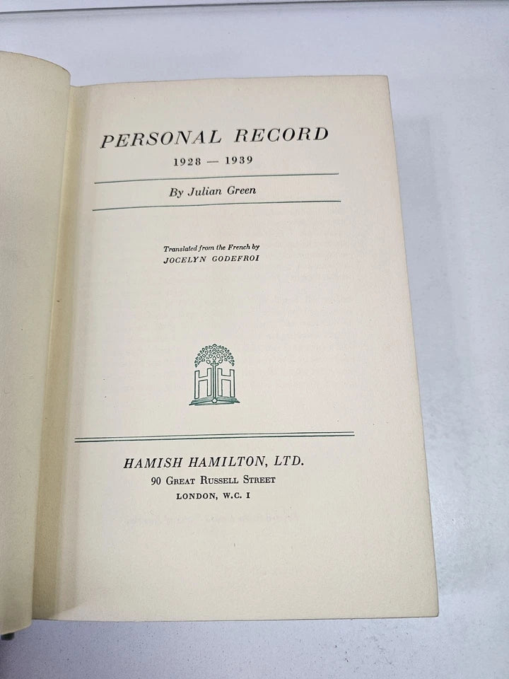 Personal record, 1928-1939 by Green, Julian (1939)