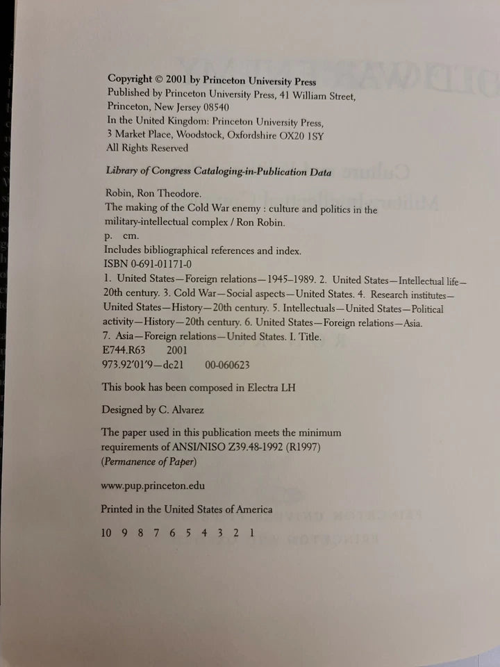 The Making of the Cold War Enemy: Culture and Politics... by Ron Robin (2001)