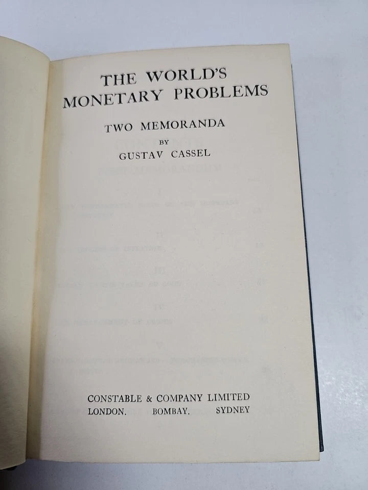 The World's Monetary Problems by Gustav Cassel (1921 - 1st Ed.)