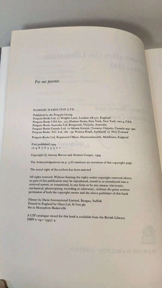 SIGNED Paris After the Liberation by Anotny Beevor & Artemis Cooper (1994)