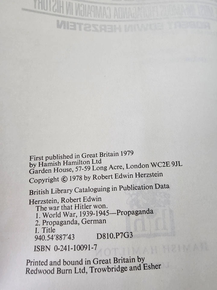 The War That Hitler Won by Robert Edwin Herzstein (1979)