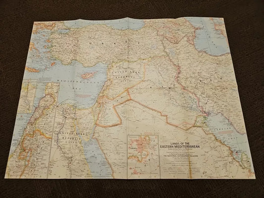 National Geographic Map - Lands Of The Eastern Mediterranean (1959)