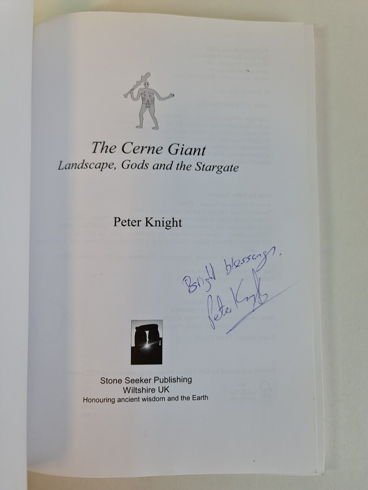 SIGNED The Cerne Giant: Landscape, Gods and the Stargate by Peter Knight