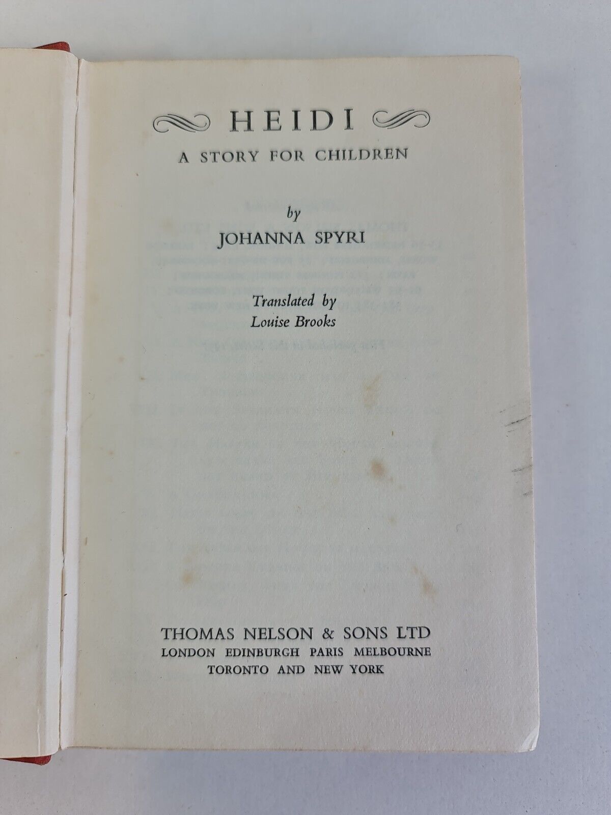 Heidi: A Story for Children by Johanna Spyri (1937)
