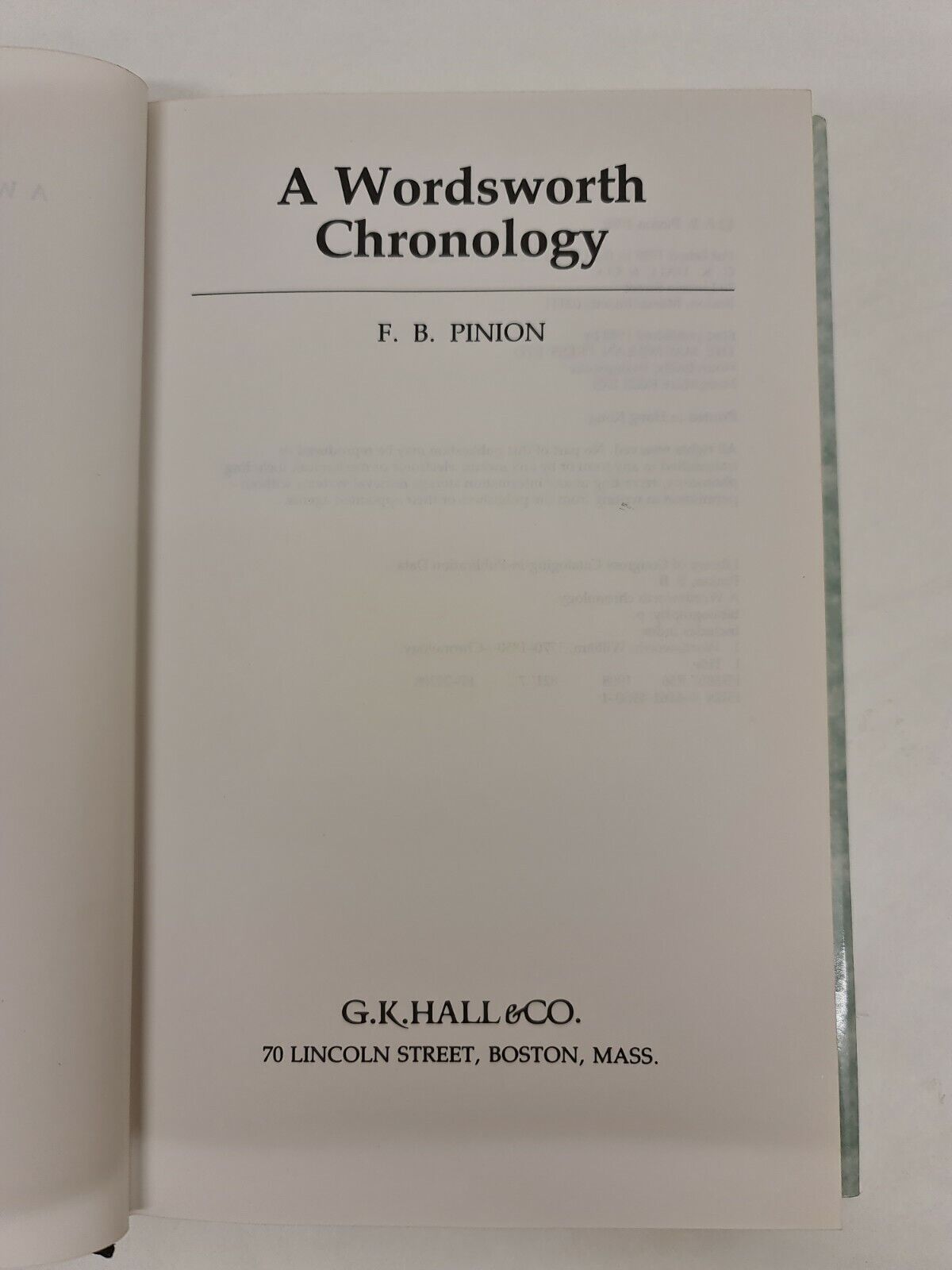 Wordsworth Chronology by F.B. Pinion
