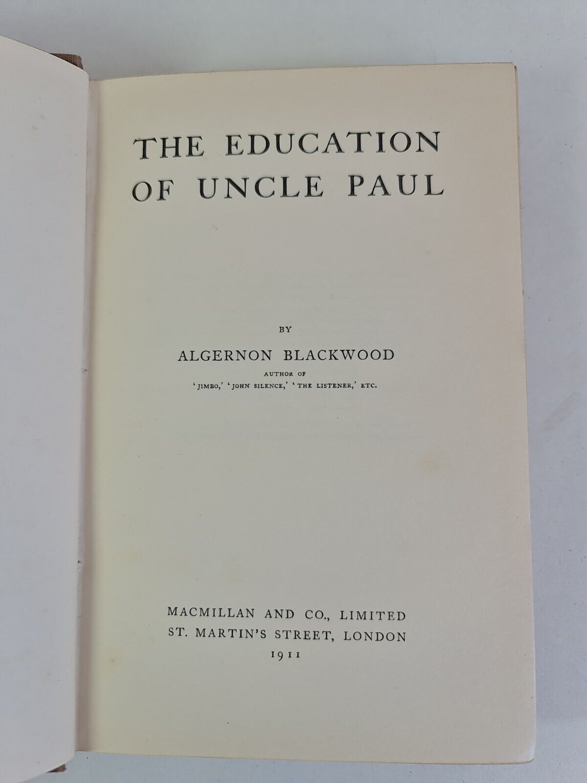 The Education of Uncle Paul by Algernon Blackwood (1911)