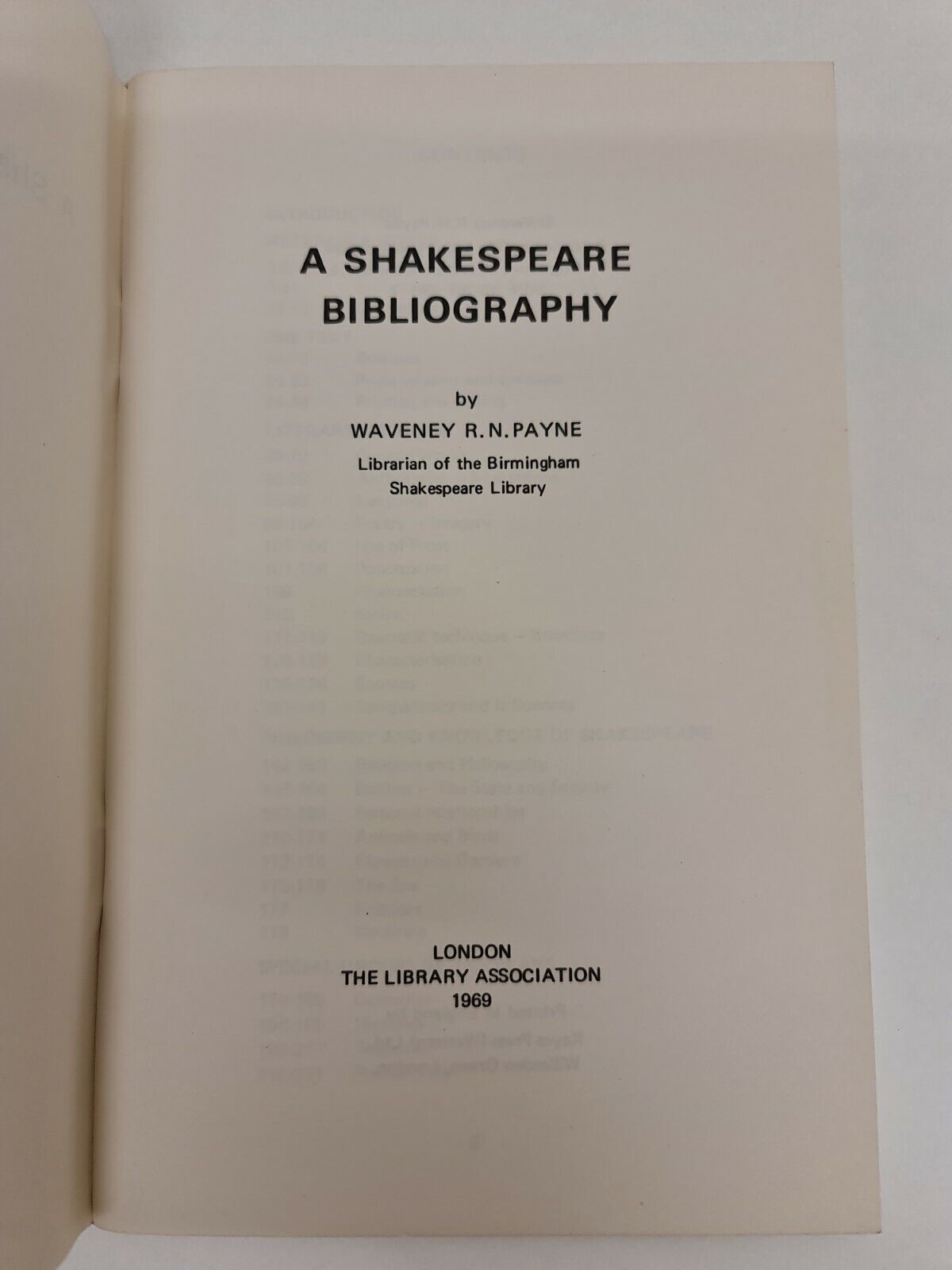 A Shakespeare Bibliography by W.R.N. Payne