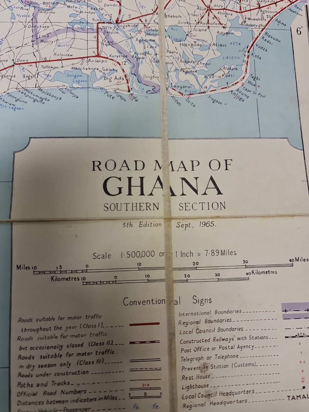 Road Map of Southern Ghana (1965 edition)